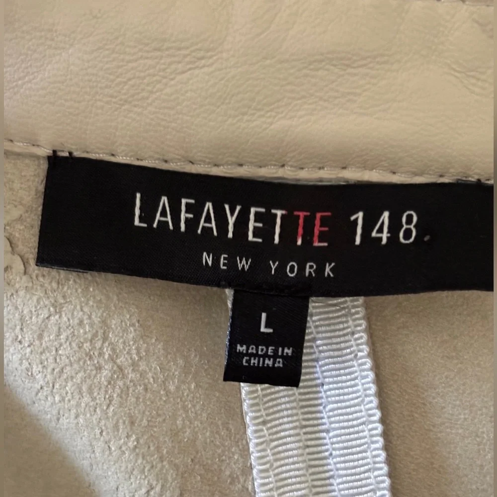 Lafayette 148 New York Cream Button-Front Blouse - Picture 6 of 8